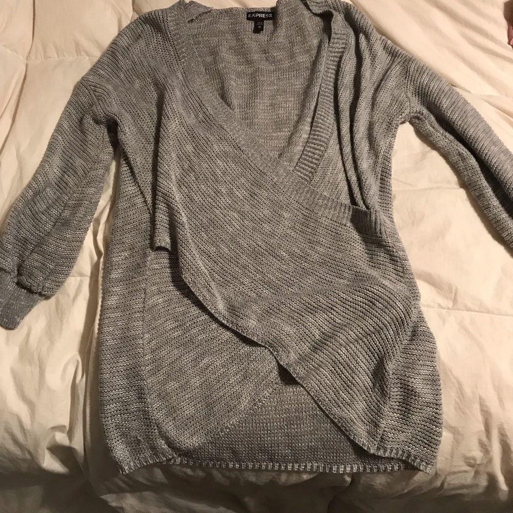 Express wrap front knit sweater